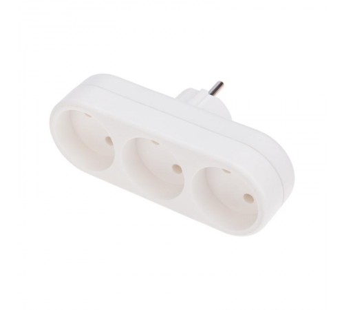 Тройник электрический линейный 6-10 А без заземления белый  11-1078  REXANT