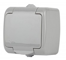 5-201-03 Розетка 2P+E Schuko, 16А-250В, IP54, ОУ, Atlantic, серый  Б0050945  Intro