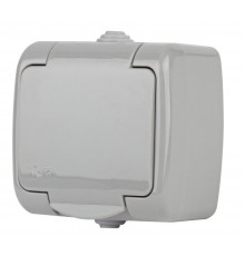 5-201-03 Розетка 2P+E Schuko, 16А-250В, IP54, ОУ, Atlantic, серый  Б0050945  Intro