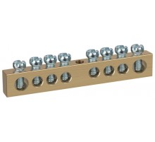 Шина  NO-122-30 PEN земля-ноль 8х12мм 8/1 латунная крепеж по центру   Б0047245  ЭРА