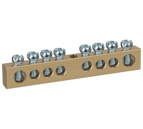 Шина  NO-122-30 PEN земля-ноль 8х12мм 8/1 латунная крепеж по центру   Б0047245  ЭРА