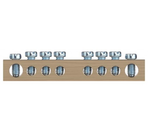 Шина  NO-122-30 PEN земля-ноль 8х12мм 8/1 латунная крепеж по центру   Б0047245  ЭРА