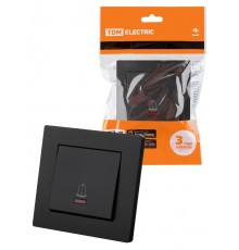 Кнопка звонка с подсветкой 6А черная "Сенеж"  SQ1816-0312  TDM