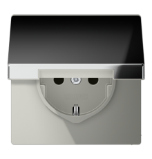 Штепсельная розетка SCHUKO 16A 250V~ с защитой от детей и откидной крышкой; полированный хром  GCR1520KIKL  Jung