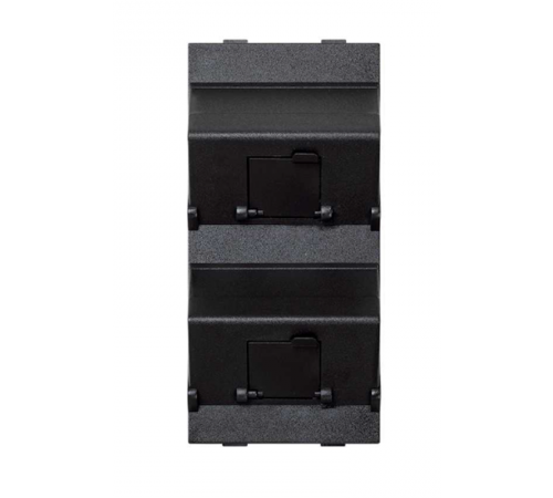 Simon Connect Наклонный адаптер на 2хRJ45 коннектора, S-модуль, графит  S80B-14  Simon