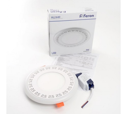 Светильник светодиодный встраиваемый декоративный AL2440, 9W, 720Lm, белый (4000К) и синий  29595  FERON