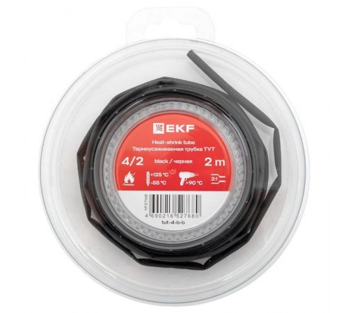 Термоусаживаемая трубка ТУТ нг 4/2 черная ролик 2 м tut-4-b-bEKF