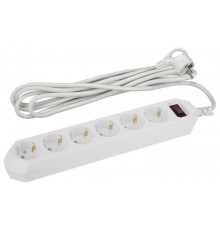 Сетевой фильтр USF-6es-1,5m-W-BOX Сет.фильтр базовая защита, с/з, с выкл, 6гн, 1,5м, ПВС,  Б0037260  ЭРА