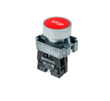 Кнопка плоская с маркировкой, красная, знак "stop", 1NC,мет. MTB2-BAZ12434  58169  ОВЕН