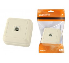 Розетка TФ (RJ-11) открытой установки IP20, сл. кость "Ладога"   SQ1801-0023  TDM