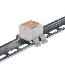 Блок распределительный с гориз. адапт. на рейку шириной 35мм, зажим push-in, 1 ввод 6 кв.мм, 4 точки подкл. 2,5 кв.мм, серый  DTP1-104-104SPUG-H  DK