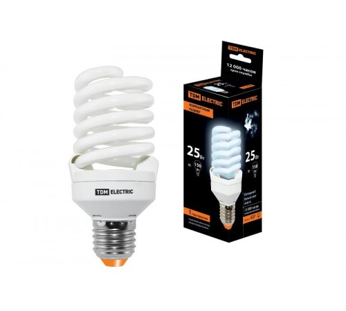 Лампа энергосберегающая КЛЛ-FST2-25 Вт-4000 К-Е27 КОМПАКТ (55х120 мм)  SQ0323-0196  TDM