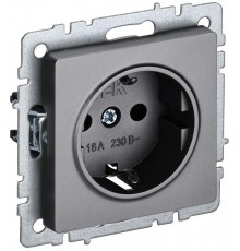 BRITE Розетка с заземлением без шторок 16А РС11-1-0-БрС сталь   BR-R11-16-K46  IEK