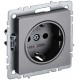 BRITE Розетка с заземлением со шторками 16А РС14-1-0-БрС сталь  BR-R14-16-K46  IEK