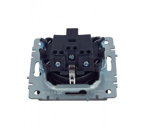 BRITE Розетка с заземлением со шторками 16А РС14-1-0-БрС сталь  BR-R14-16-K46  IEK