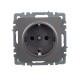 BRITE Розетка с заземлением со шторками 16А РС14-1-0-БрС сталь  BR-R14-16-K46  IEK