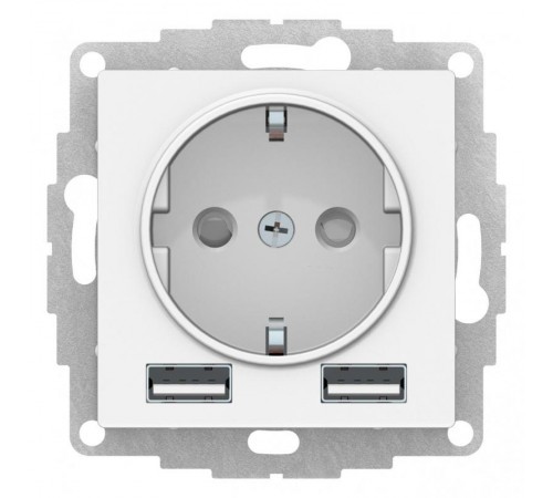 AtlasDesign Лотос Розетка 16А с 2 USB A+A, 5В/2,4А, 2х5В/1,2А, механизм  ATN001330  SE