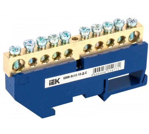 Шина N ноль на DIN-изоляторе ШНИ-8х12-10-Д-С  YNN10-812-10D-K07  IEK