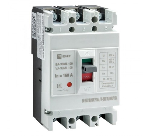 Выключатель автоматический ВА-99М 100/160А 3P 18кА EKF Basic  mccb99-100-160mI  EKF
