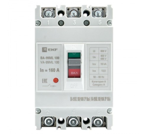 Выключатель автоматический ВА-99М 100/160А 3P 18кА EKF Basic  mccb99-100-160mI  EKF