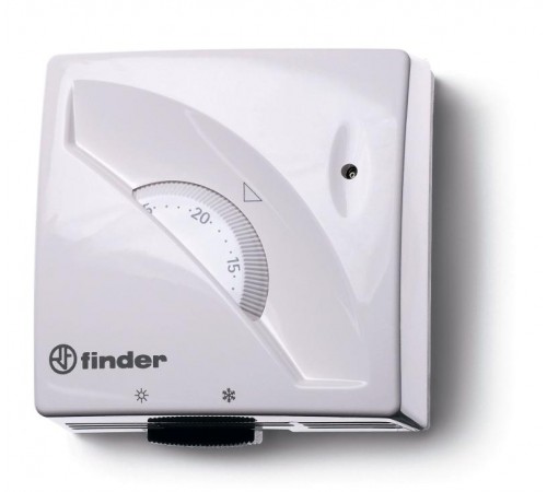 Комнатный термостат; 1СО 10А; монтаж на стену; поворотная ручка; переключатель ЛЕТО/ЗИМА; цвет белый; упаковка 1шт.  1T012PAS  Finder