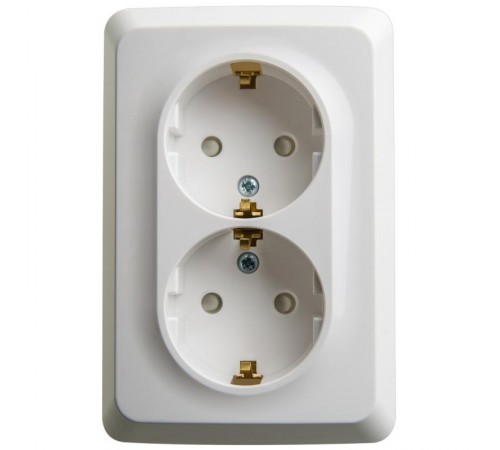 Этюд Белый О/У Розетка 2-ая угловая с заземлением со шторками 16А 250B  PA16-108B  SE
