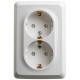 Этюд Белый О/У Розетка 2-ая угловая с заземлением со шторками 16А 250B  PA16-108B  SE