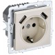 BRITE Розетка с заземлением со шторками 16А с USB A+A 3,1А РЮш10-2-БрКр бежевый  BR-R14-16-U21-D31-K10  IEK