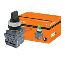 Переключатель на 3 положения с фиксацией M3SS1-20B короткая ручка в сборе d22мм 1з+1р черный  SQ0747-0079  TDM