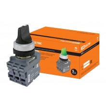 Переключатель на 3 положения с фиксацией M3SS1-20B короткая ручка в сборе d22мм 1з+1р черный  SQ0747-0079  TDM