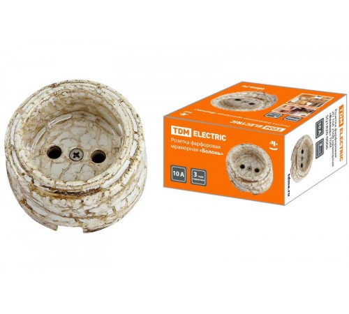 Розетка фарфоровая 2П 10А 250В мраморная "Болонь"  SQ1820-0006  TDM