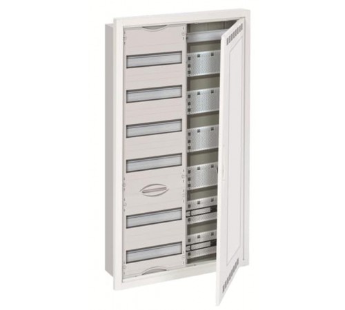 Шкаф 72М в нишу с медиапанелями 984х560х120 с расстоянием между DIN-рейками 125 мм и самозажимными клеммами N/PE и Wi-Fi дверью с вент. отверстиями U6