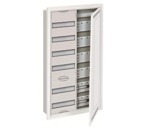 Шкаф 72М в нишу с медиапанелями 984х560х120 с расстоянием между DIN-рейками 125 мм и самозажимными клеммами N/PE и Wi-Fi дверью с вент. отверстиями U6