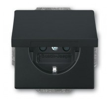 Розетка SCHUKO 16А 250В с защитными шторками, с крышкой, серия future, цвет черный бархат  2CKA002018A1523  ABB