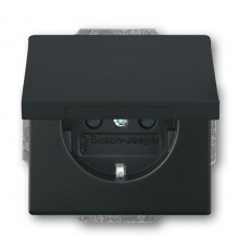 Розетка SCHUKO 16А 250В с защитными шторками, с крышкой, серия future, цвет черный бархат  2CKA002018A1523  ABB