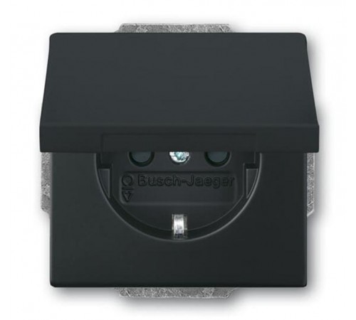 Розетка SCHUKO 16А 250В с защитными шторками, с крышкой, без лапок, серия future, цвет черный бархат  2CKA002018A1531  ABB