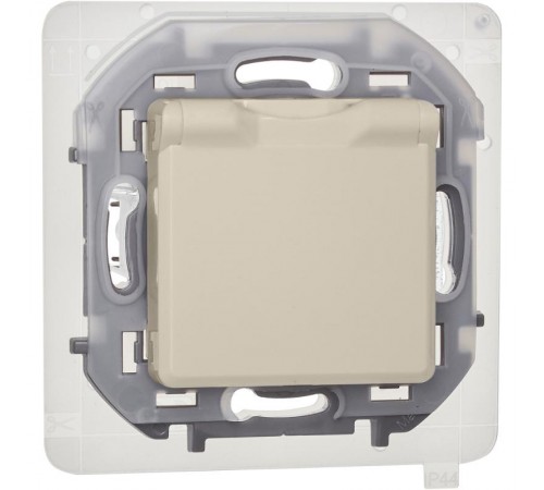 Inspiria Слоновая кость Розетка с крышкой с заземлением С/У со шторками 16А IP44 без рамки  673741  Legrand
