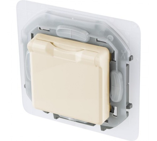 Inspiria Слоновая кость Розетка с крышкой с заземлением С/У со шторками 16А IP44 без рамки  673741  Legrand