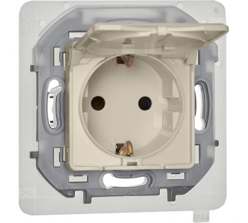 Inspiria Слоновая кость Розетка с крышкой с заземлением С/У со шторками 16А IP44 без рамки  673741  Legrand