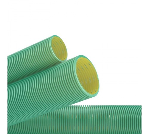 Труба двустенная гибкая дренажная 200мм, SN8, перфорация 360 град., зеленый  140920-8K  DKC