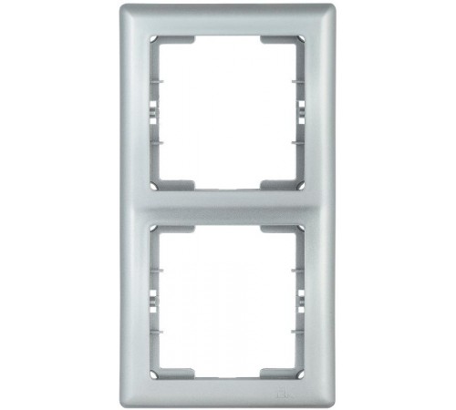 BOLERO серебряный Рамка 2-местная вертикальная РB-2-БС  EMB21-K23  IEK