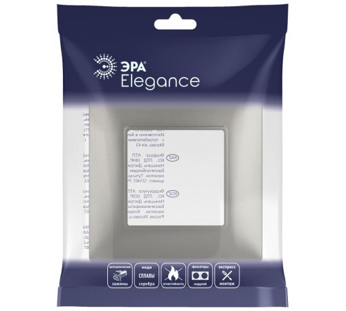 Рамка для розеток и выключателей Elegance 14-5001-16 на 1 пост, титан  Б0065801  ЭРА