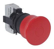 Кнопка с грибовидным толкателем d40, Osmoz, в сборе, кнопка ''Тяни-толкай'', аварийное отключение - НЗ - красный  023721  Legrand