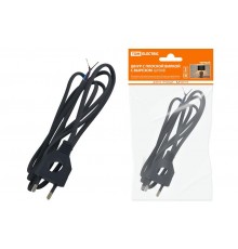 Шнур с плоской вилкой с вырезом ШУ04 ШВВП 2х0,75мм2 1,7 м. черный  SQ1305-0032  TDM