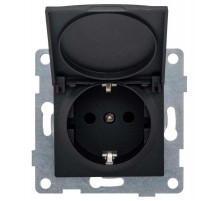 Ugra Розетка 1-ой с/з с з/ш и крышкой, СУ , 16А, 250В, графит  С11Р91-010  GUSI Electric