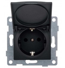 Ugra Розетка 1-ой с/з с з/ш и крышкой, СУ , 16А, 250В, графит  С11Р91-010  GUSI Electric