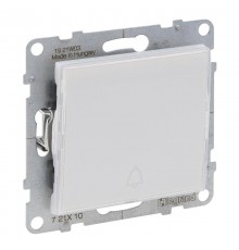 SUNO Выключатель без фиксации (кнопка) 6А 250В с подсветкой и держателем этикеток. Безвинтовые зажимы. Цвет "Белый"  721110  Legrand