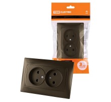 Розетка двойная 2П 10А 250В с защ. шт. бронза "Лама"  SQ1815-0712  TDM