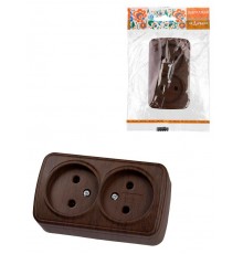 Розетка двойная 2П открытой установки IP20 10А, венге "Дача" Народная  SQ1824-0029  TDM