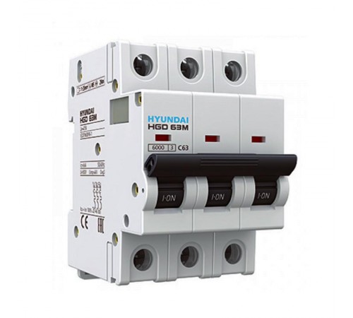 Автоматический выключатель HGD63-M 3PMBS0000C 00003 3 полюса, 3А, ток к.з. 6kA, хар-ка B  13.04.000879  HYUNDAI